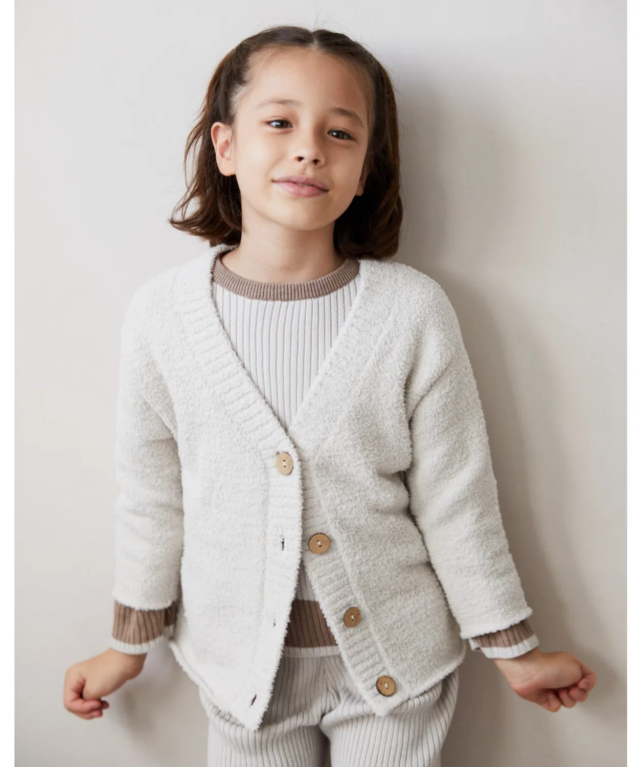 Детский кардиган Cozy Knit, вязаный, без состава набора, 100% полиэстер, айвори