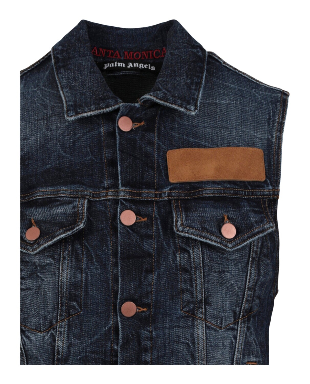 

Джинсовый жилет Palm Angels, цвет Blue Brown