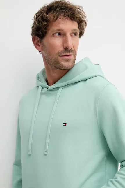 Худи мужское на молнии Tommy Hilfiger, бирюзовый — фото 4