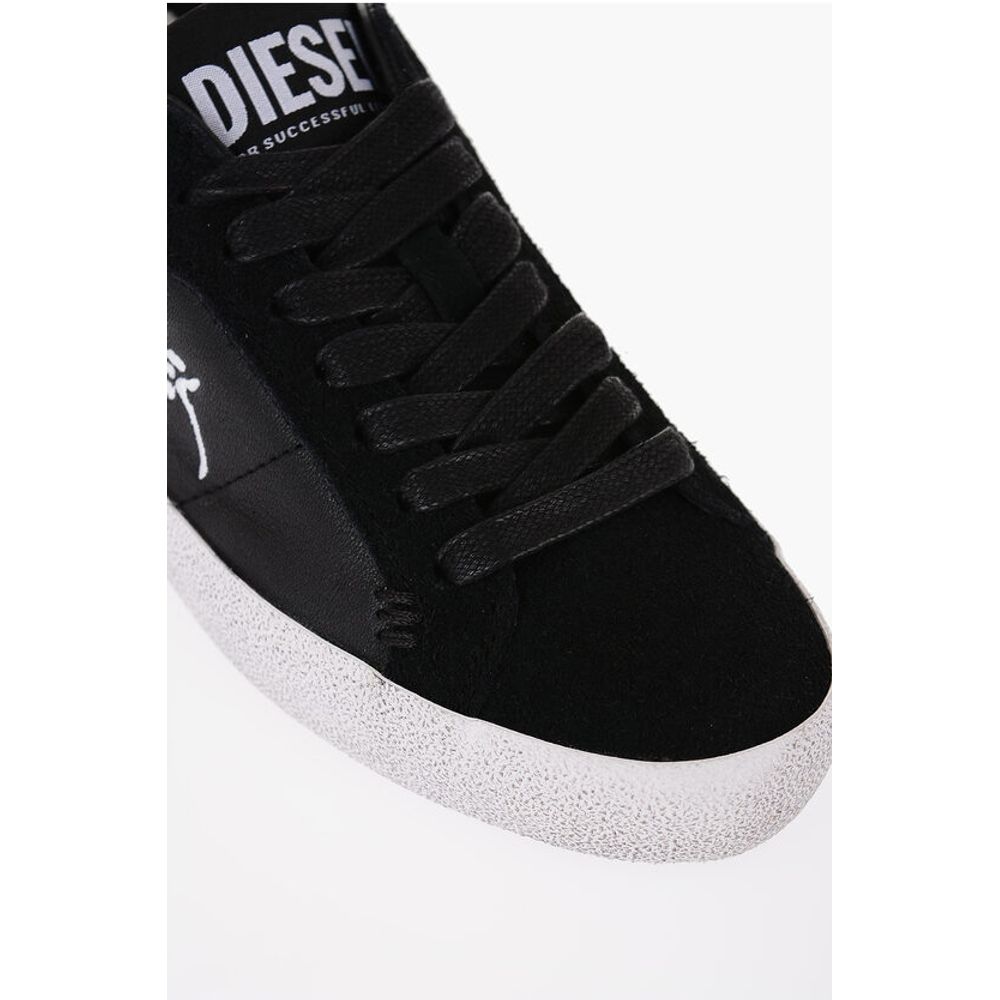 Кроссовки LEROJI из эко-кожи с вышитым логотипом Diesel, Black — фото 4