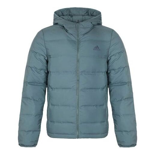 

Пуховик Men's adidas Outdoor Solid Color Stay Warm Hooded Down Jacket Dark Malachite Green, зеленый