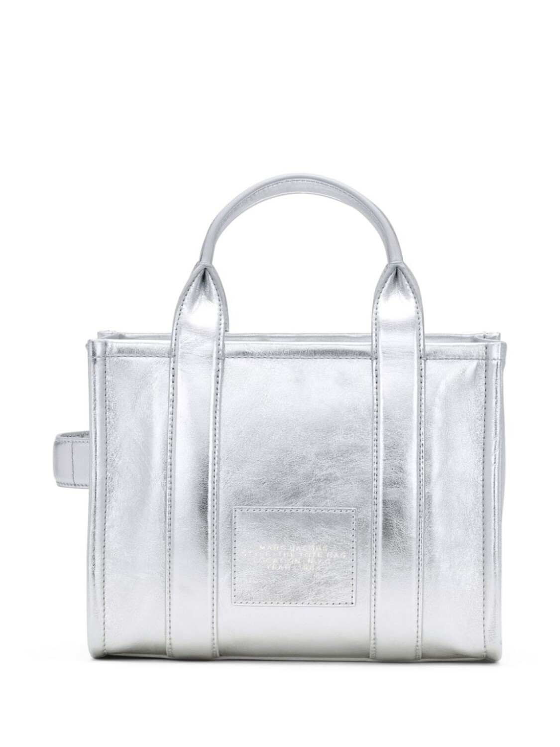 Marc Jacobs маленькая металлическая сумка-тоут, серебристый — фото 3
