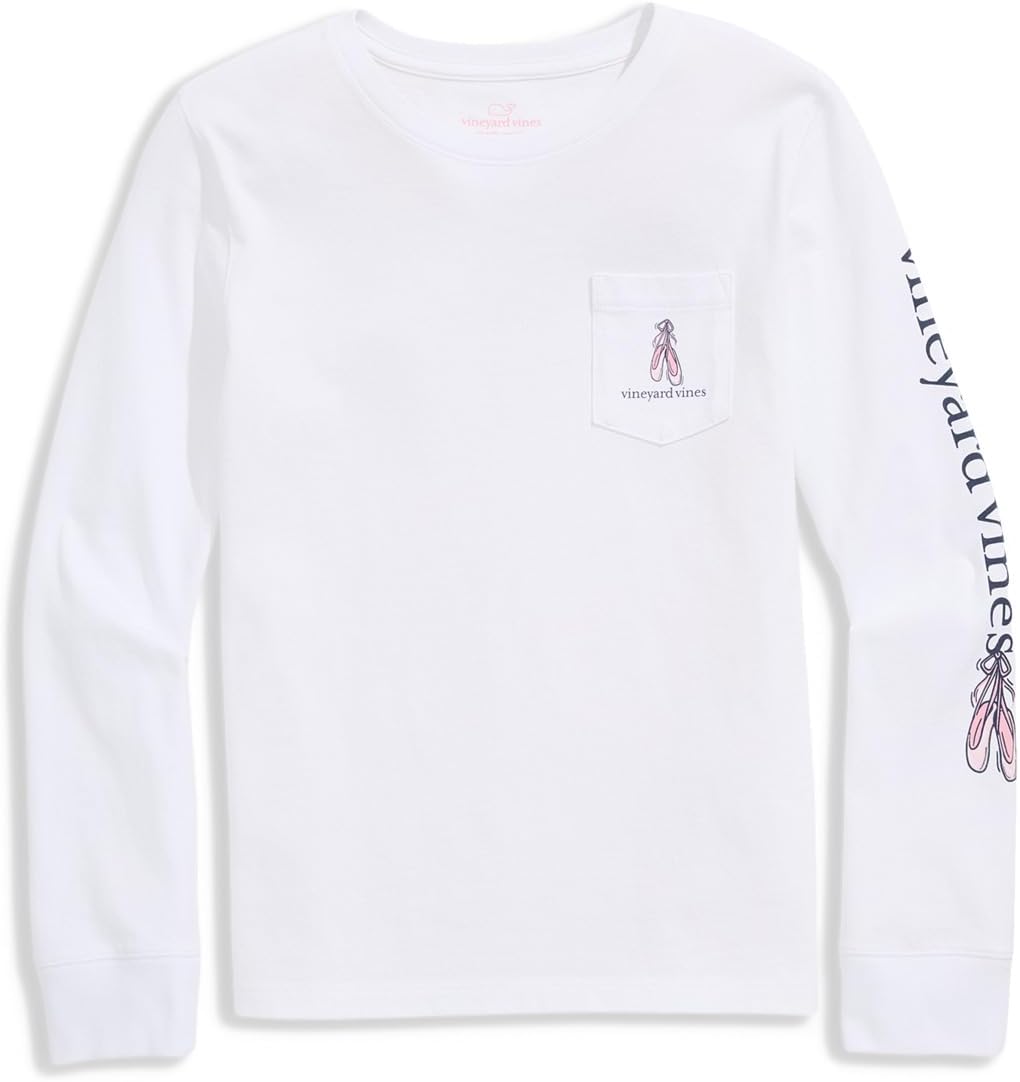 

Футболка Vineyard Vines Kids Applique Ballerina Whale Long-Sleeve Pocket Tee, цвет White Cap