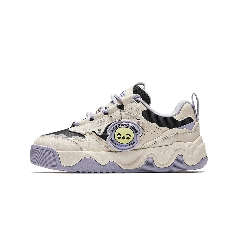 Synthetic Leather, Textile Lightweight Cushioning Low top Kids' Skateboarding Shoes Antakids, basic черный/fish belly белый