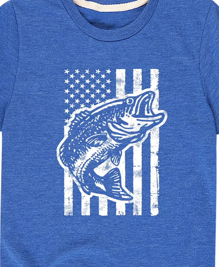 Футболка для мальчиков с принтом в виде рыбы и американского флага Hybrid, синий — фото 3