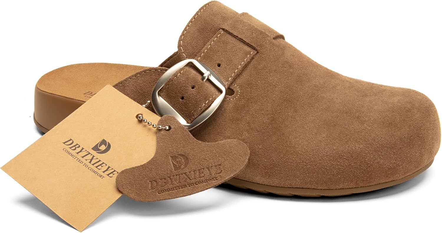 

Женские замшевые сабо - мужские ботинки из натуральной кожи Potato - мюли с мягкой резиновой подошвой и поддержкой свода стопы Dbytxieye, коричневый