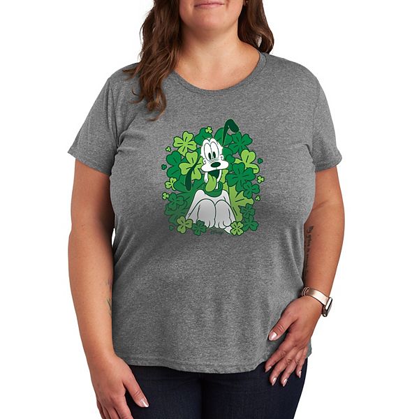 

Футболка Plus size 's pluto shamrocks graphic Disney, Heather Gray