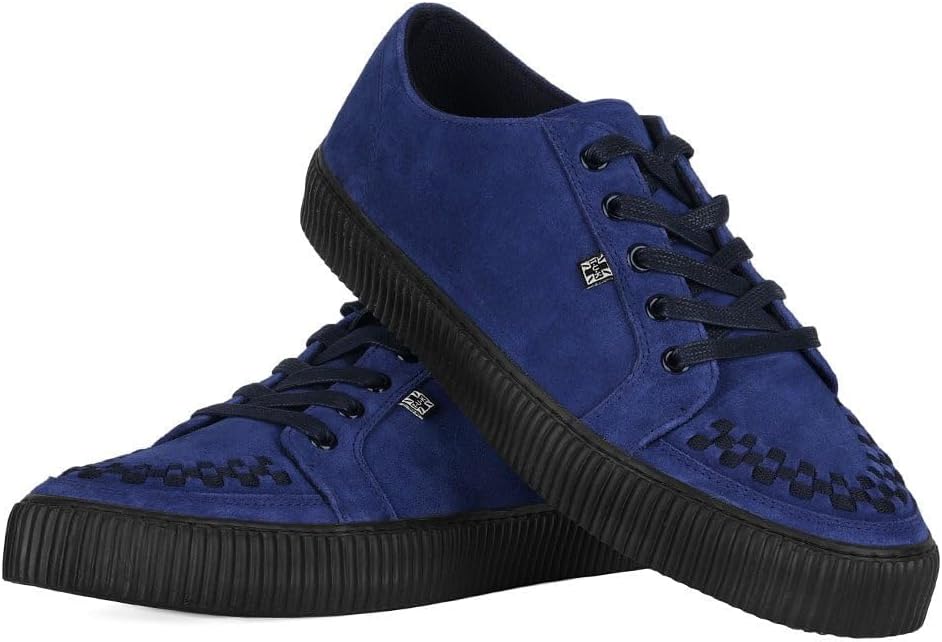 Кроссовки T.U.K. Suede Creeper для женщин и мужчин, Шнуровка, черная переплетенная текстура и люверсы, Классическая рифленая подошва и сетчатая подкладка, Комфорт с памятью формы для повседневной носки — фото 2