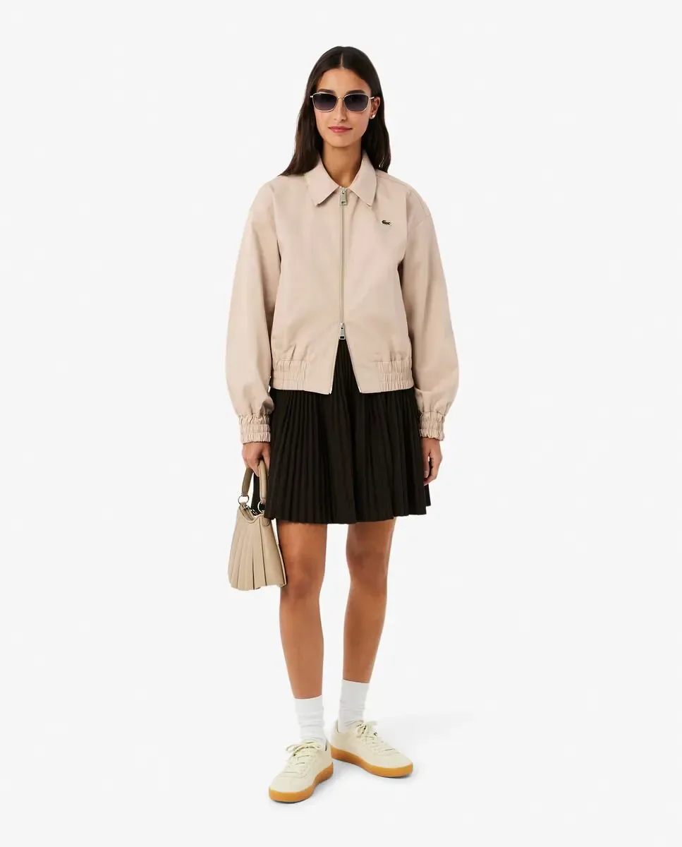 Женская эластичная куртка Lacoste, двойной воротник, бежевый — фото 4
