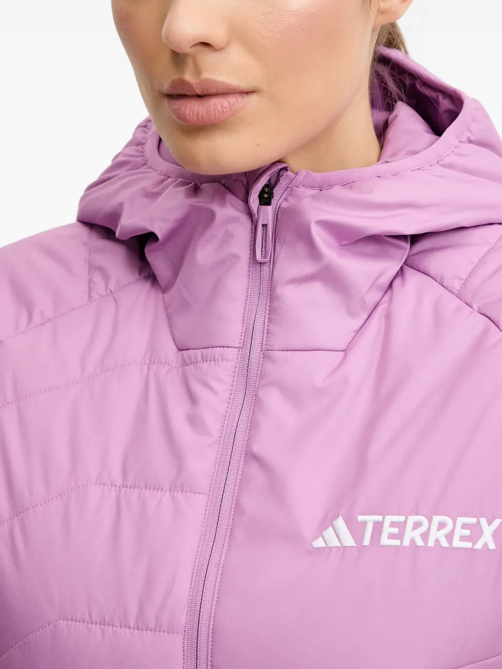 Стеганая куртка с капюшоном Adidas, розовый — фото 4