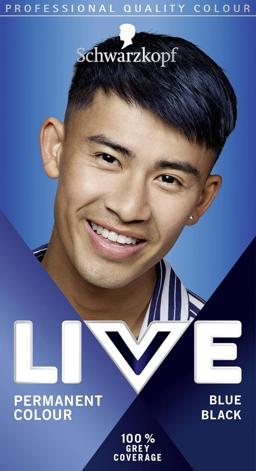 Стойкая краска для волос Schwarzkopf LIVE Colour Men Blue Black 090, 100 мл Live, 090 Blue Black