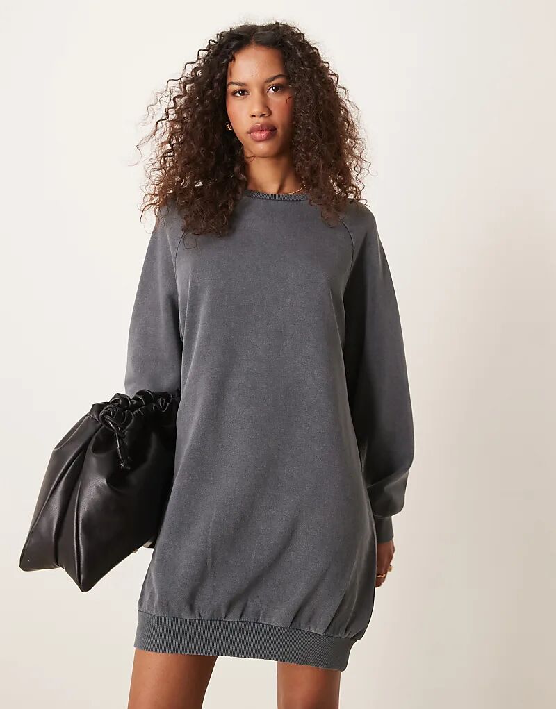 

Кислотная стирка реглан свитер мини-платье черного цвета ASOS DESIGN