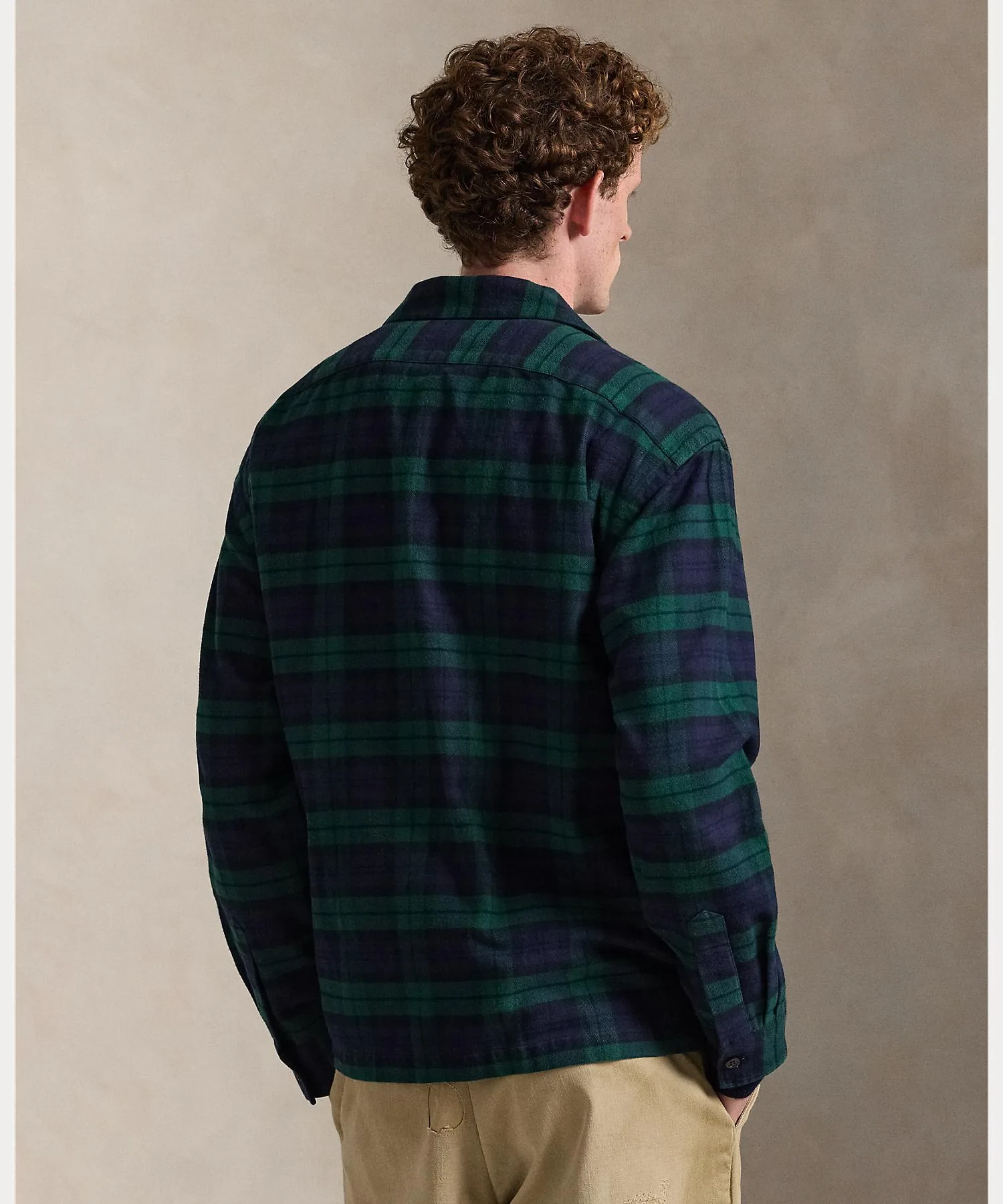 Мужская клетчатая рубашка из хлопка POLO RALPH LAUREN синяя — фото 4