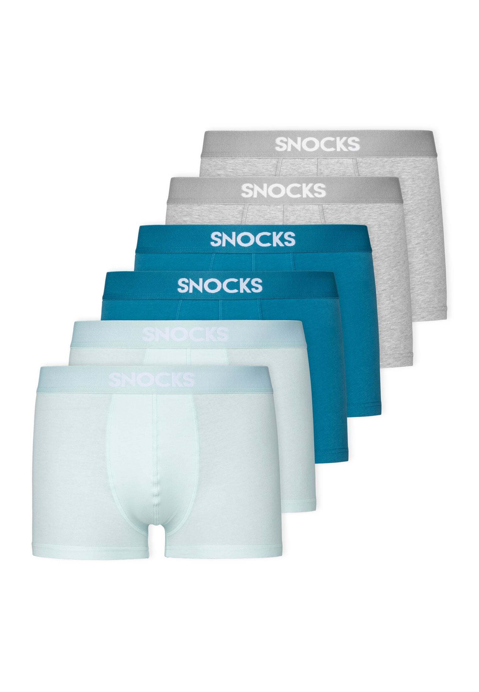 

Боксеры SNOCKS Boxershorts aus Bio-Baumwolle 6 Stück, цвет Mix (Türkis/Hellblau/Hellgrau)