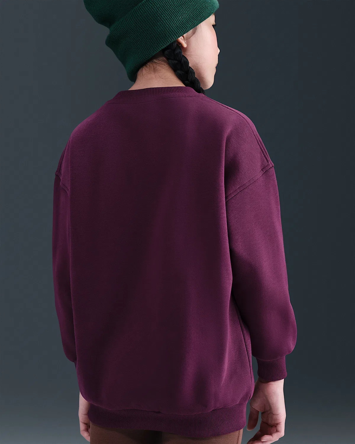 Детская увеличенная толстовка Nike Sportswear Club Fleece, Bordeaux/White — фото 4