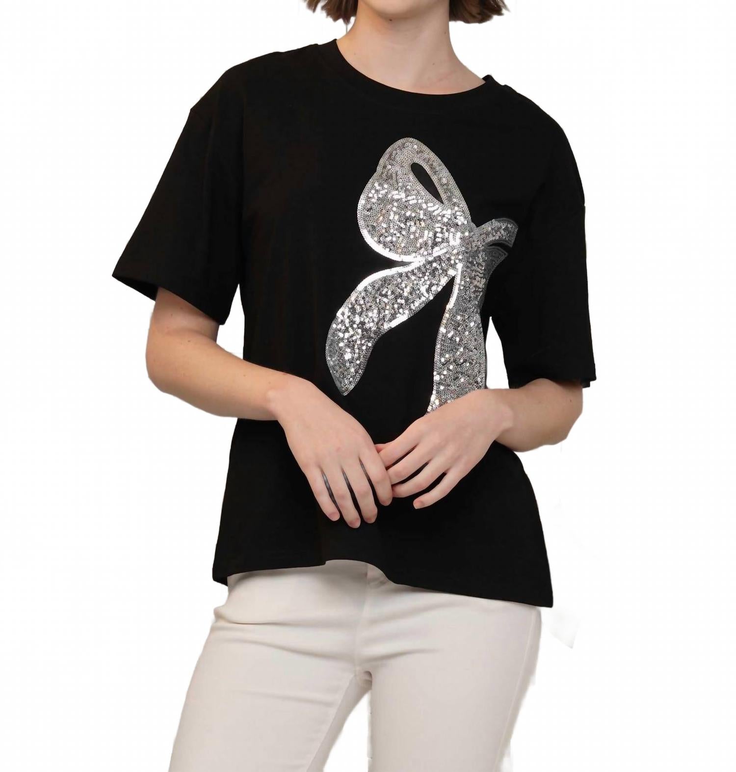 

Футболка с блестящим бантом в черном цвете A Thousand Words