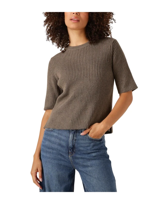 

Коричневый вязаный свитер с круглым вырезом. Object, коричневый