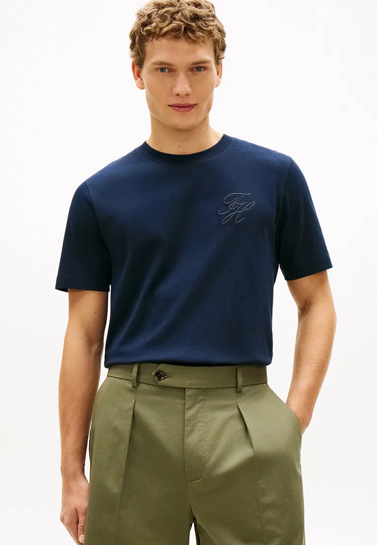 Футболка с вышивкой, короткий рукав, TH Mainline Tommy Hilfiger, темно-синий
