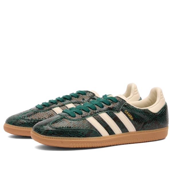 Кроссовки Samba со змеиным принтом Adidas, Cream White & Collegiate Green — фото 2