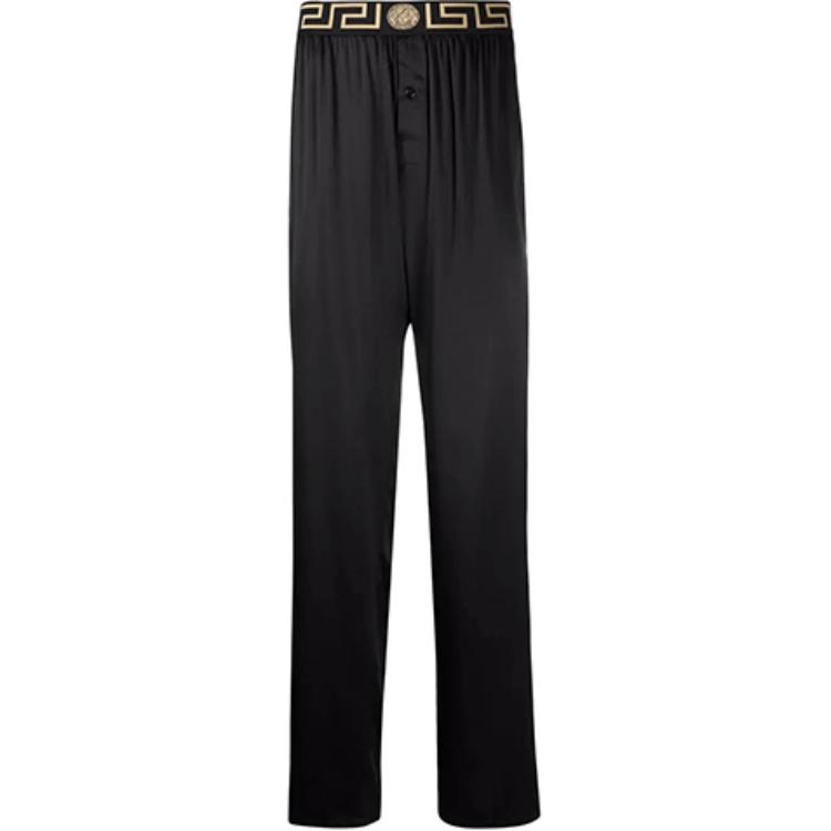 

Пижамные брюки из шелка с узором Greca Border VERSACE, черный