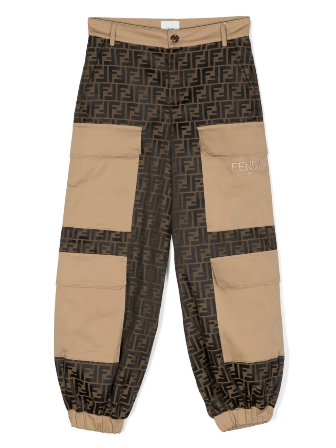 

Брюки карго с монограммой Fendi Kids, коричневый