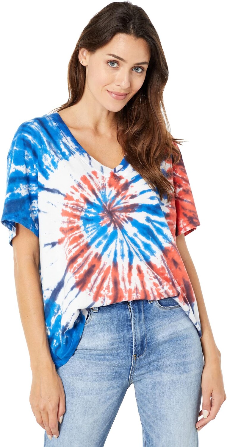 

Футболка Electric & Rose Nash V-Neck Tee, цвет Silverlake Blue/Sunkiss Red