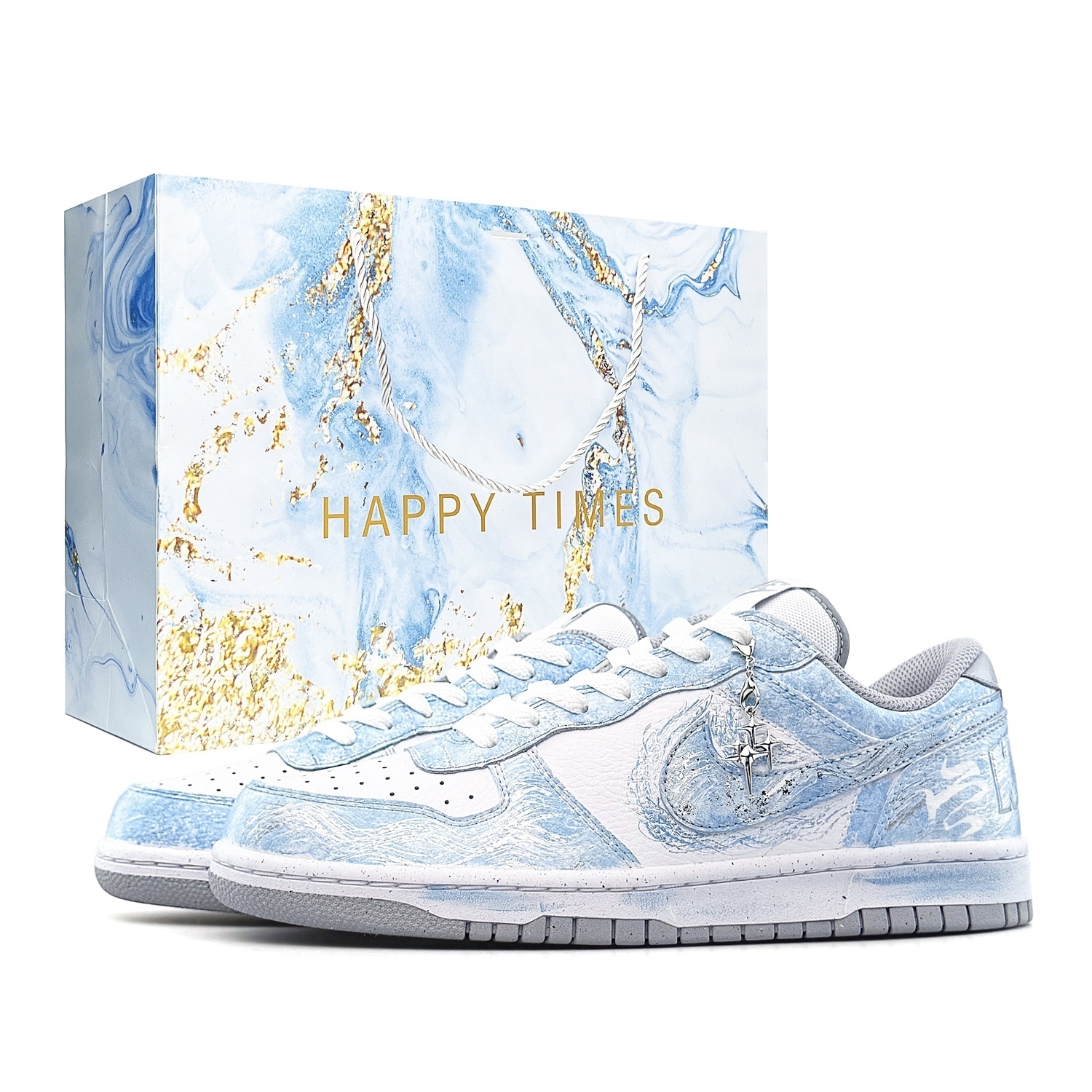 Nike Кроссовки Dunk Crushed Ice Blue Pudding, Special Shopping Bag, устойчивые к истиранию, низкие, для скейтбординга, мужские