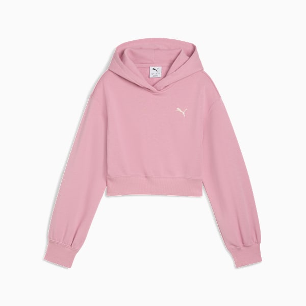 Короткая толстовка с капюшоном для больших детей Puma Wardrobe Essentials, розовый — фото 4