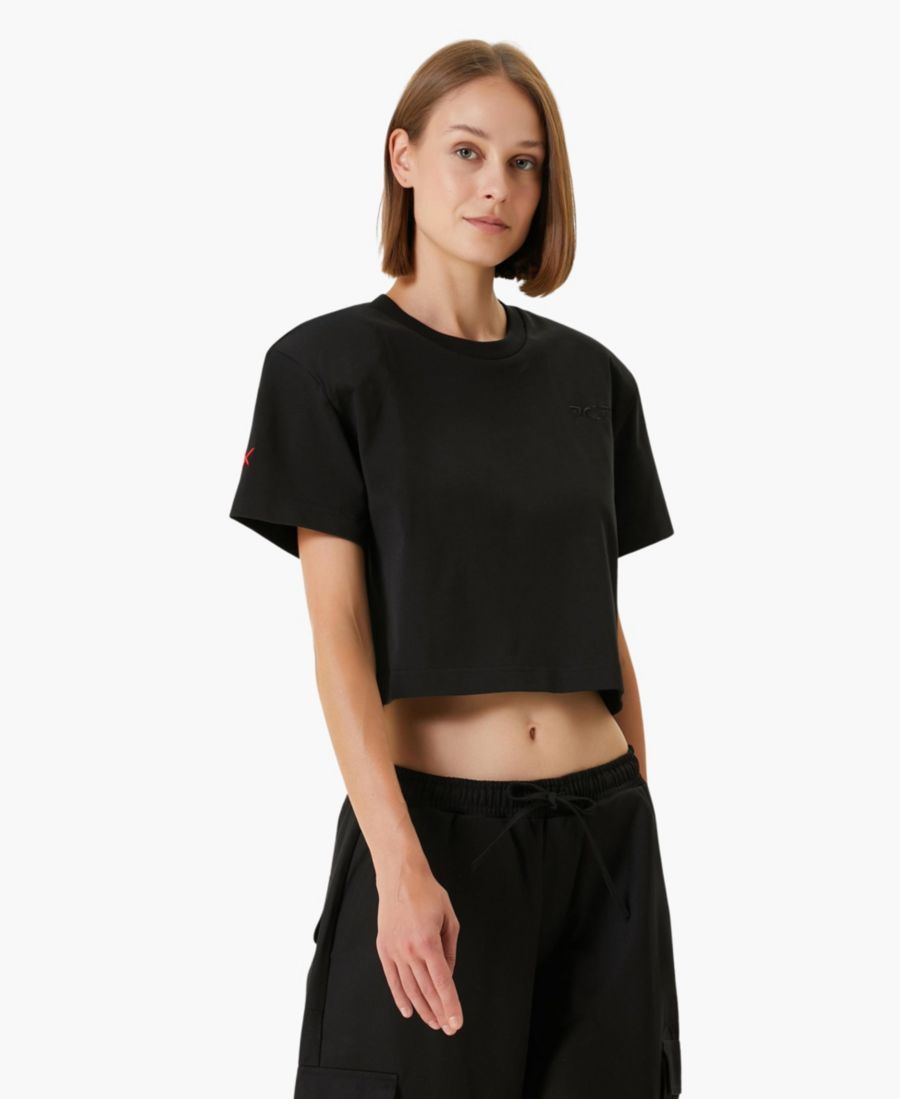 

Женская хлопковая футболка с подплечниками PCFG, Jet black, Черный, Женская хлопковая футболка с подплечниками PCFG, Jet black