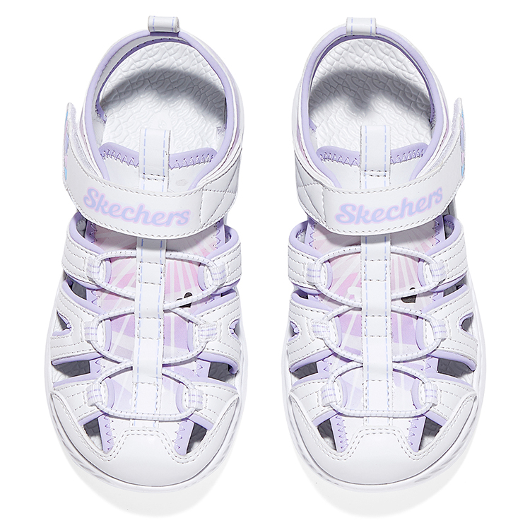 Skechers Kids Сандалии белые/разноцветные, износостойкие, дышащие, нескользящие, низкие, детские — фото 4