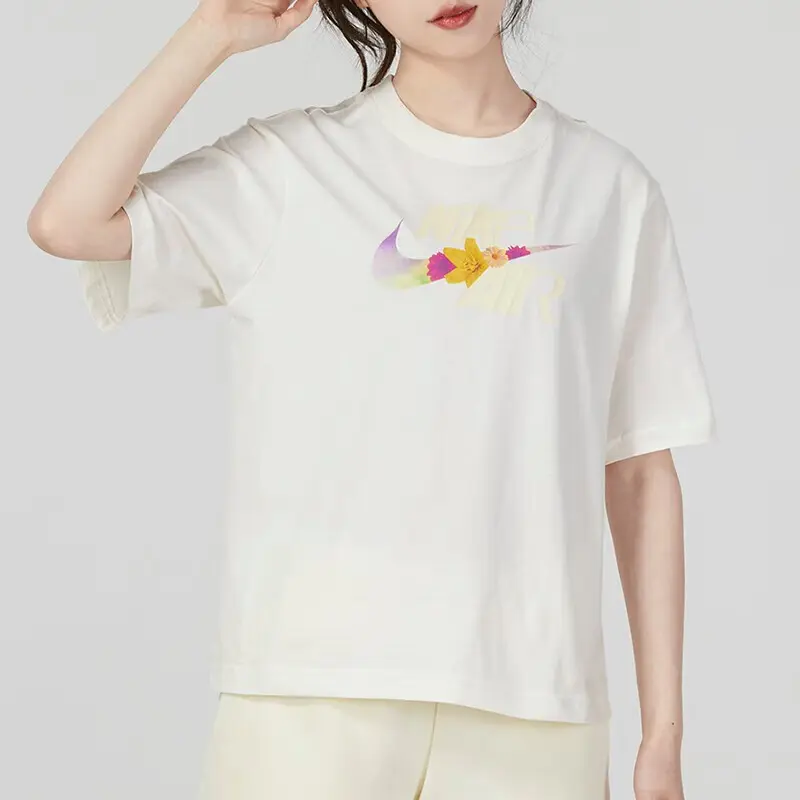SS23 OC3 Boxy Sportswear Ретро Повседневная Футболка с круглым вырезом Бежевый Nike, Экрю — фото 3