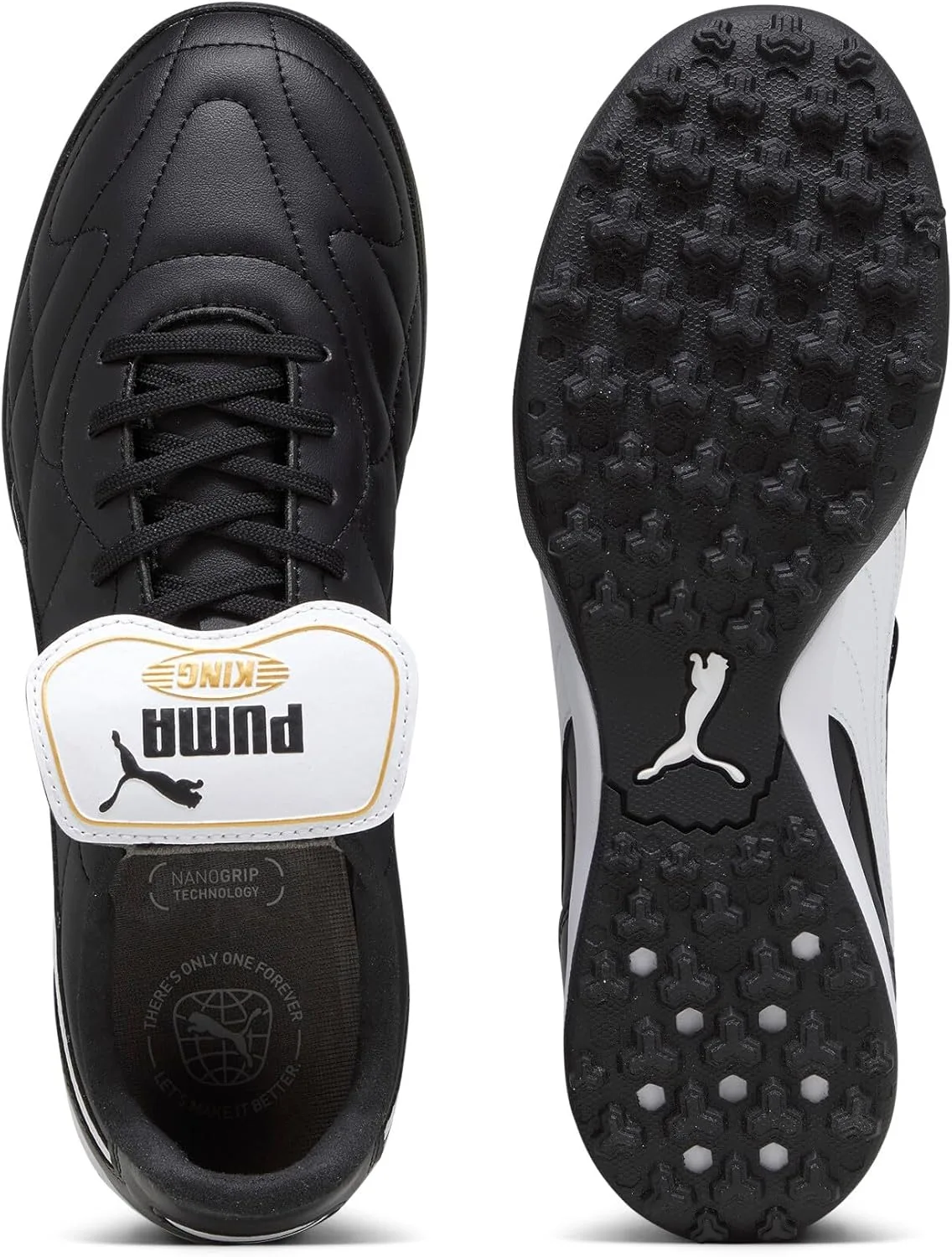Мужские кроссовки PUMA King Top Turf, белый/черный/золотой — фото 2