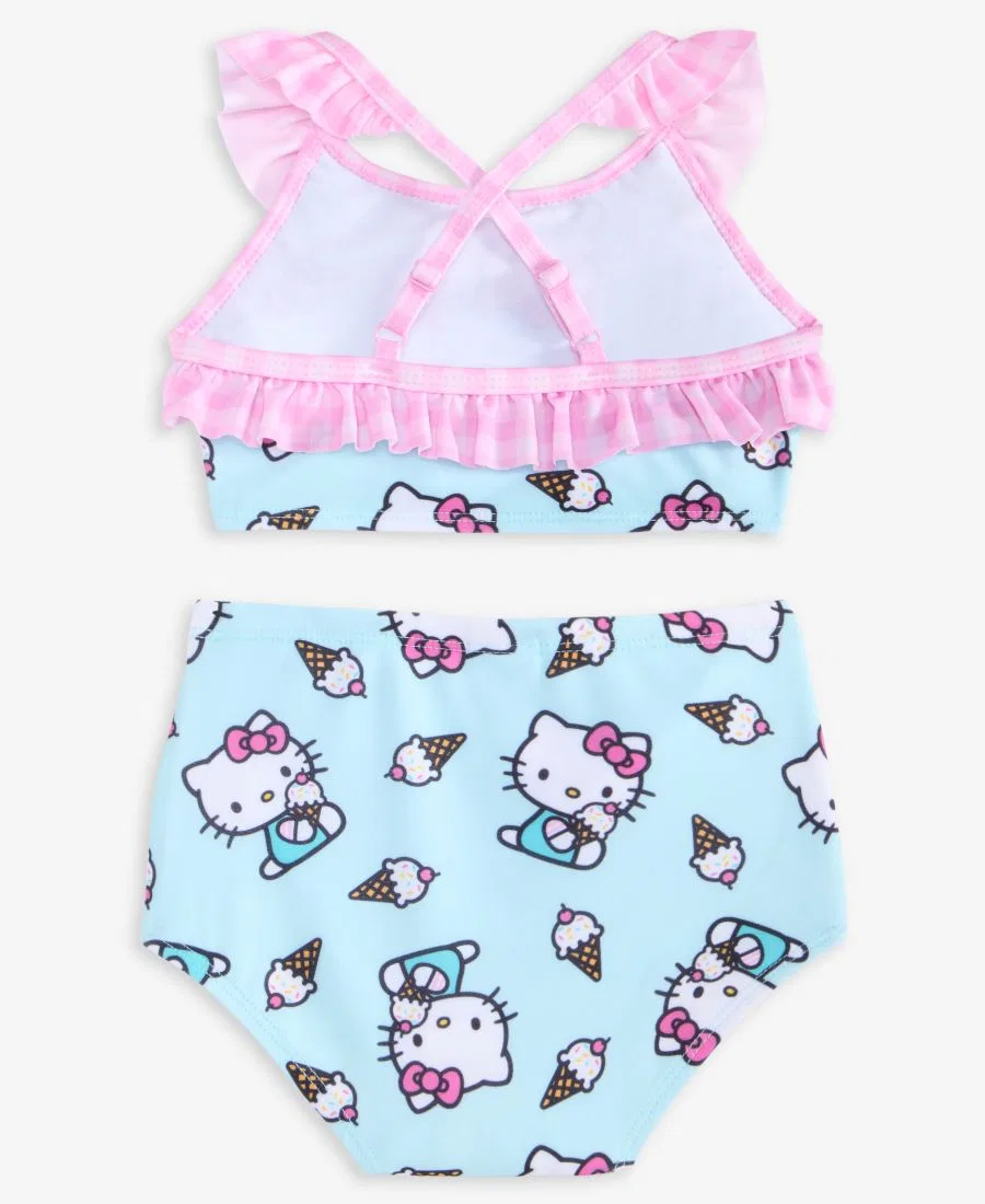Детский купальник Hello Kitty для девочек 2-6 лет, состоящий из двух частей, с принтом Dreamwave, фиолетовый — фото 2