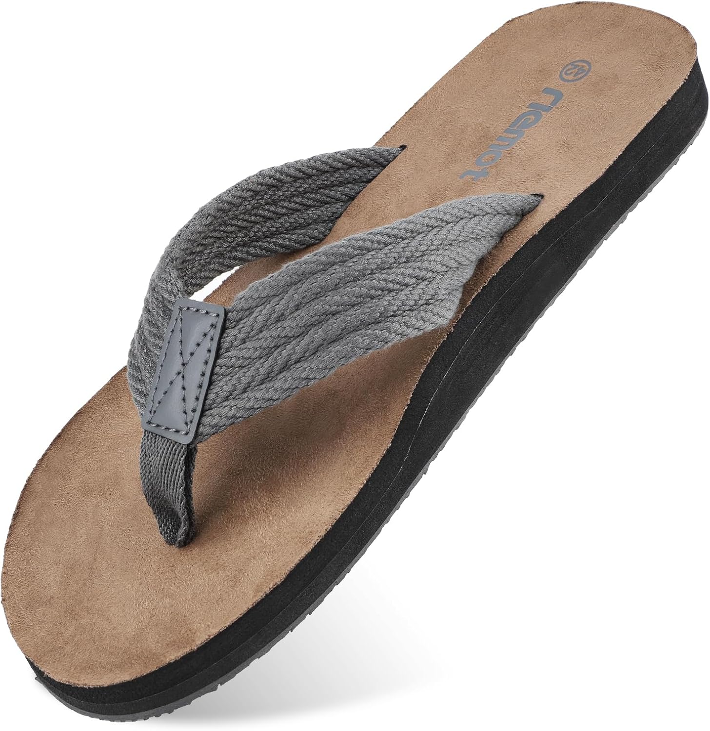 

Женские и мужские шлепанцы riemot с поддержкой свода стопы, классические вьетнамки, летние замшевые пляжные шлепанцы с амортизирующей подошвой для бассейна, дома и путешествий, размер US8/14, серый