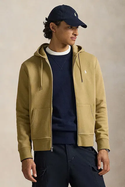 Толстовка на молнии с капюшоном хлопковая Polo Ralph Lauren, зеленый