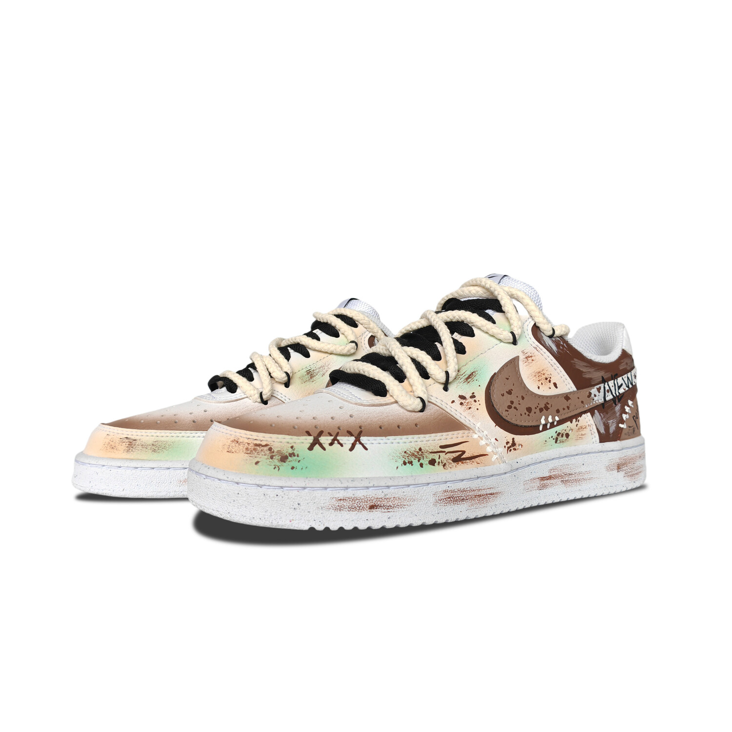 

Кроссовки Nike Court Vision 1 Skateboarding Shoes Women's Low-top Brown/Green, цвет Rose Brown