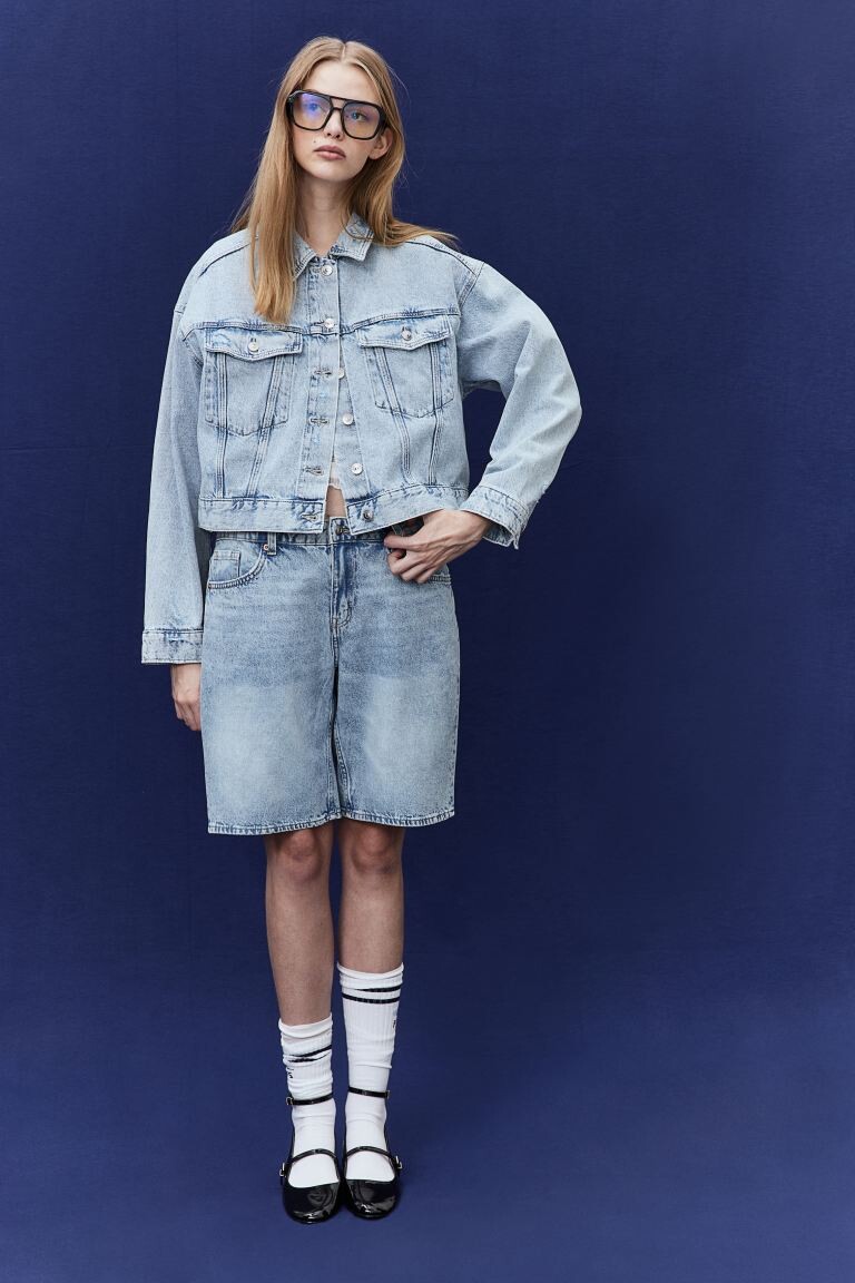

Короткая джинсовая куртка H&M, синий