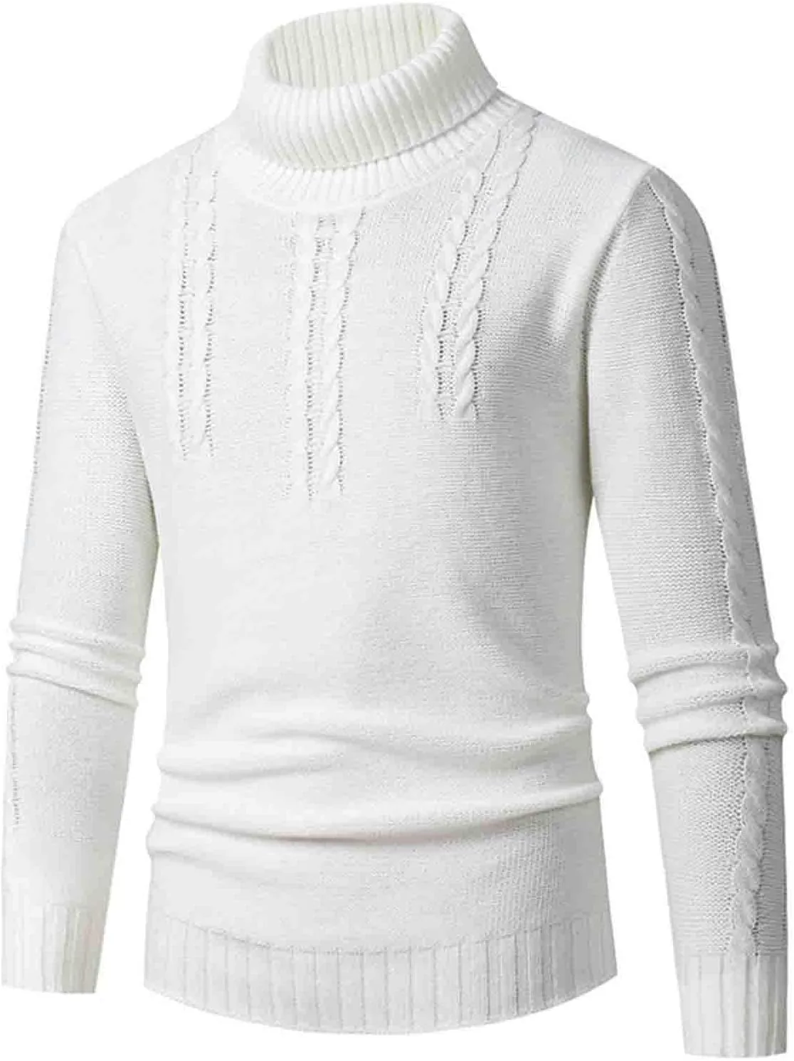 

Мужской свитер Slim Fit с воротником-гольф и ажурным узором