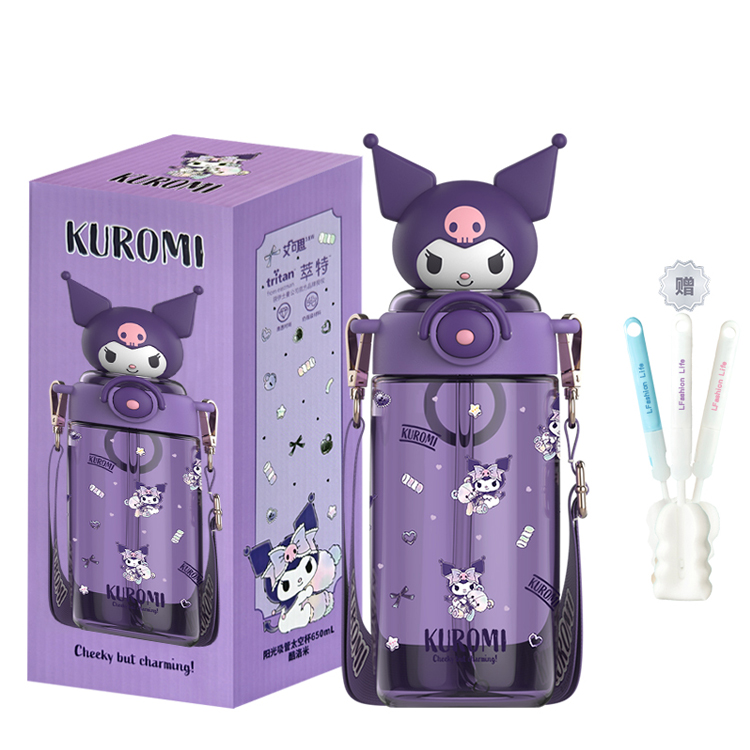 

Пластиковые стаканы для воды 650ml Sanrio, Kuromi Water Cup+Lflife Random Color Cup Cleaning Brush 1 Pc