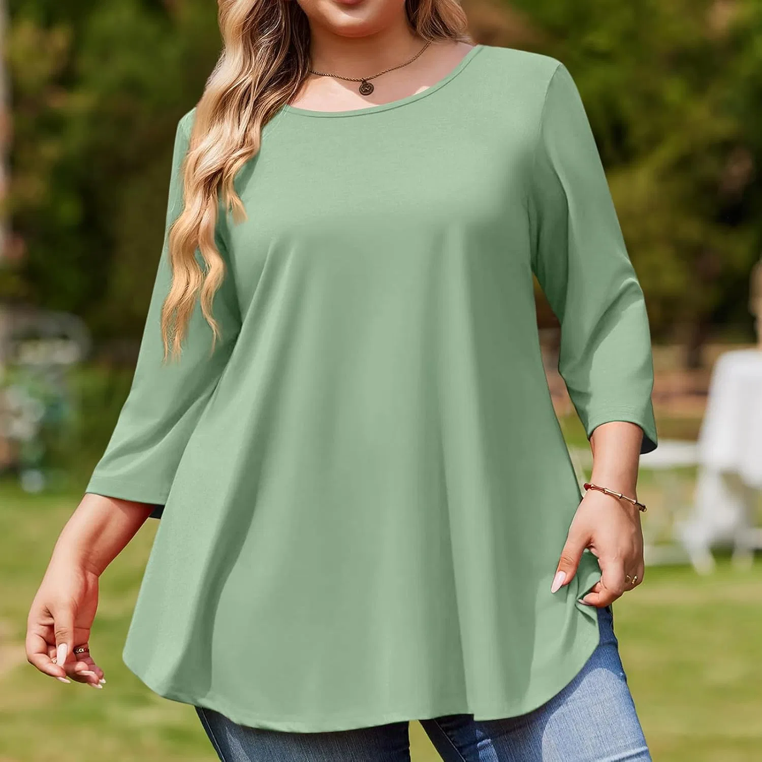 Футболка оверсайз с рукавом 3/4, Polyester, E004-green — фото 3