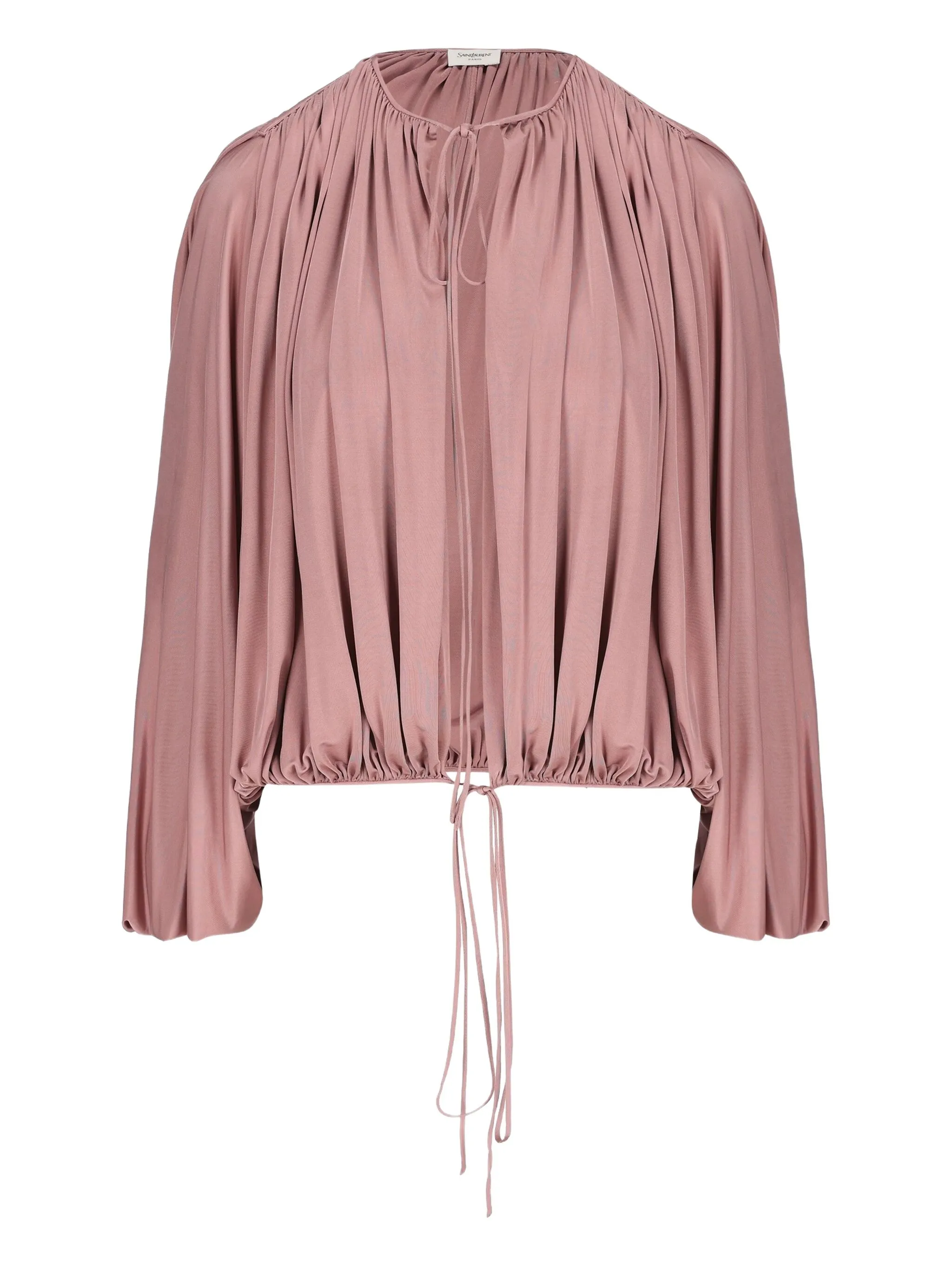 

Блузка с присборенными плечами и кулиской Saint Laurent, розовый