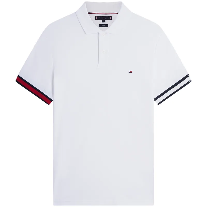 Поло с полосками по краю Tommy Hilfiger, White YBR