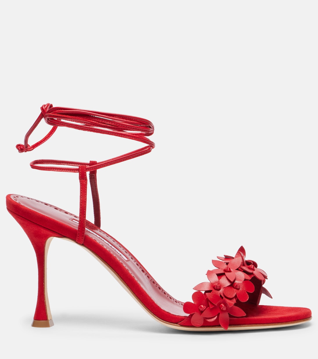 Сандалии Anista из кожи с цветочными аппликациями Manolo Blahnik, 6208 Bred — фото 4
