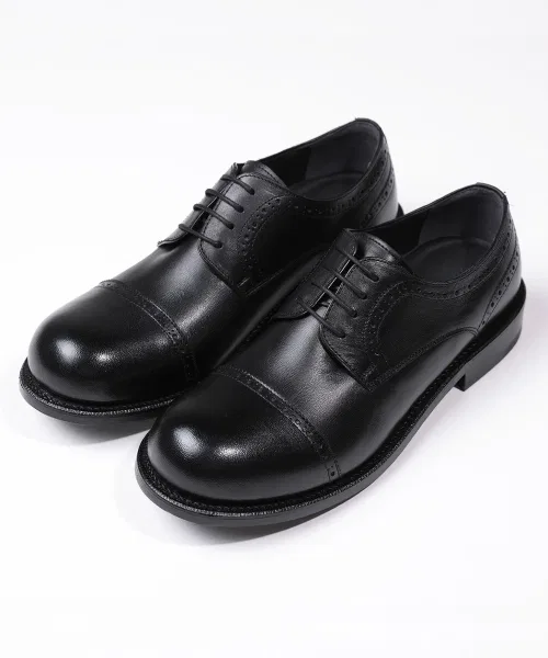 Мужские дерби из натуральной кожи BRENOWELT Flower Black Goodyear Welted чёрные — фото 3