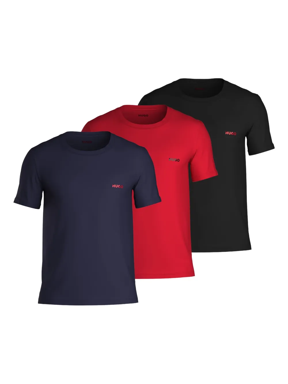 

Комплект из трех футболок с вышитым логотипом Hugo, синий