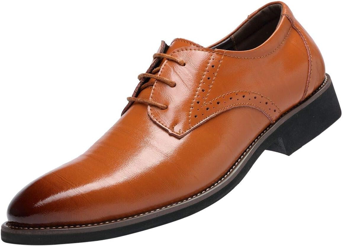 

Мужские классические туфли Оксфорд из кожи на шнуровке, модные деловые и свадебные туфли Santimon, Tan