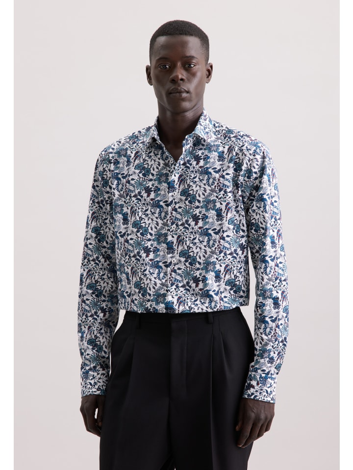 

Деловая рубашка, стандартного размера, зеленого цвета Seidensticker