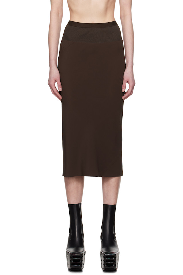 

Голливудская юбка миди с асимметричным подолом Rick Owens, цвет mahogany