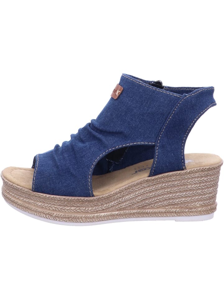 Сандалии на плоской подошве rieker, цвет denim/cayenee — фото 3