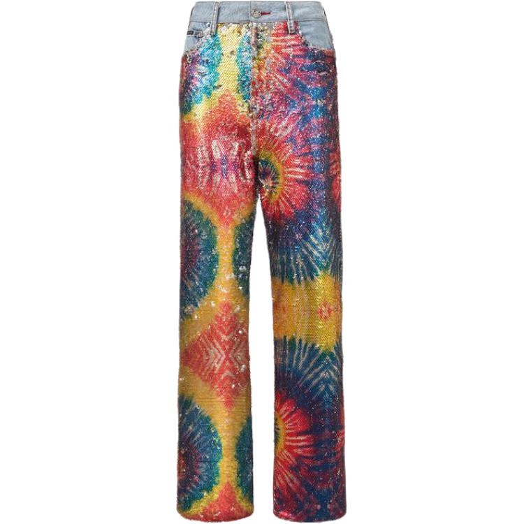 

Джинсы с принтом тай-дай и пайетками PHILIPP PLEIN, мультиколор